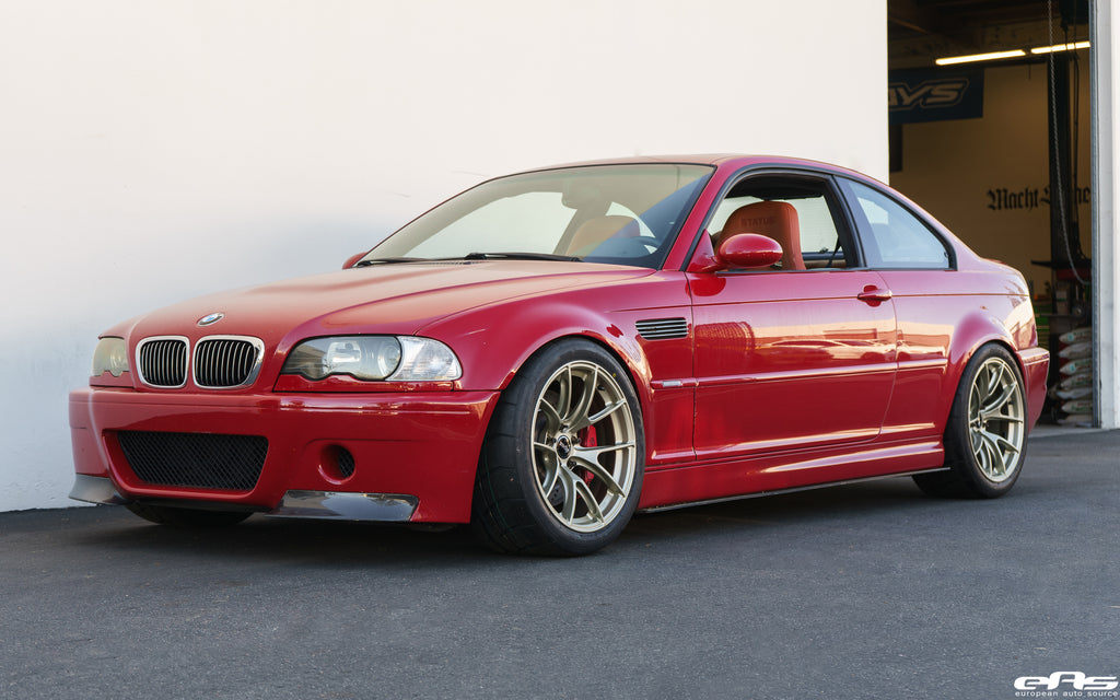 Imola Red E46 M3 - Apex VS-5RS Forged Wheel in Motorsport Gold