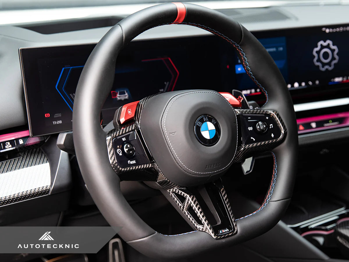 AutoTecknic - Carbon Alcantara Steering Wheel Trim - G90 M5