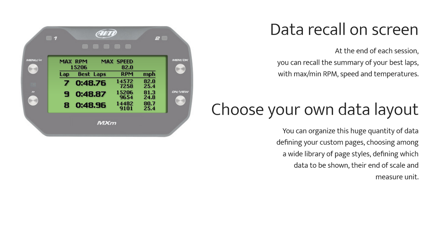 AIM - MXm LCD Compact Dash Logger
