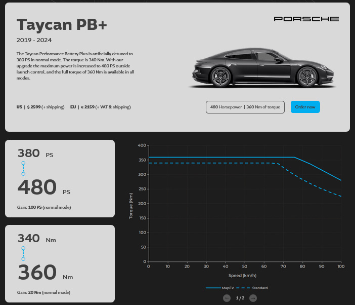MapEV - ECU Performance Software - Porsche J1.1 Taycan