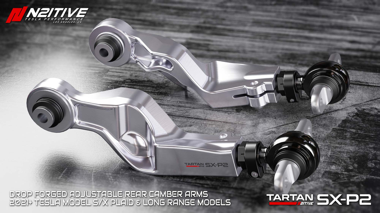 N2itive - ARTAN SX-P2 Forged Adjustable Rear Upper Camber Arms - Tesla Model S/Model X Plaid