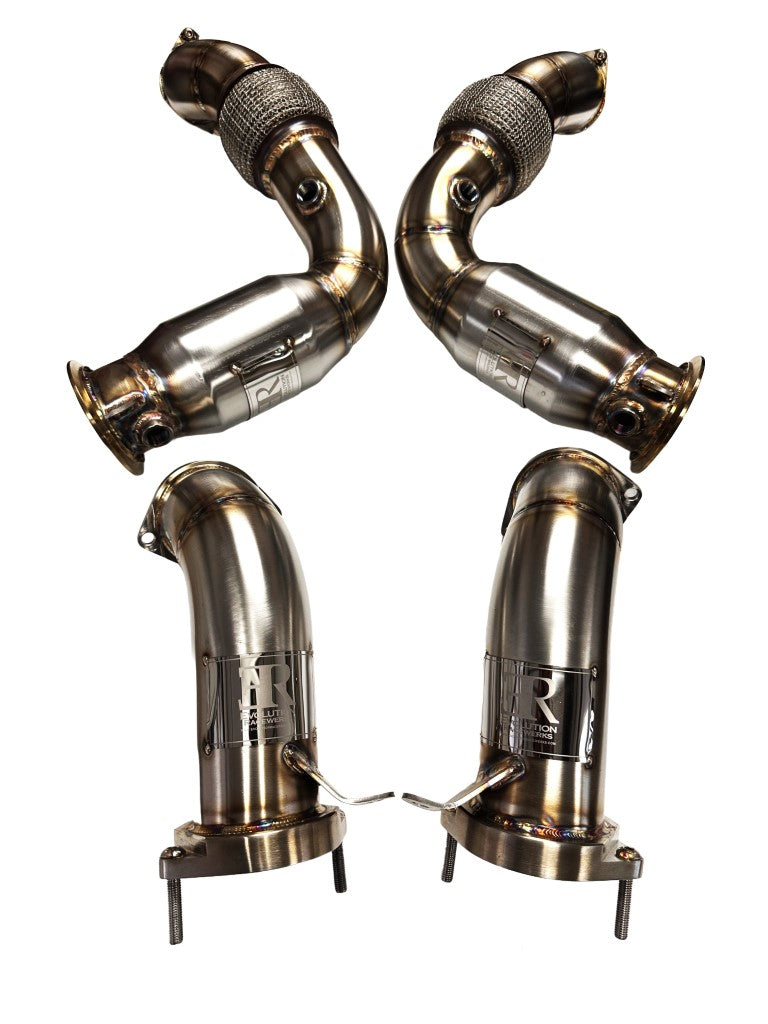 Evolution Racewerks - Sport Series High-Flow Catted Downpipes (Stainless, Full Set) - BMW F95/F96 X5M/X6M