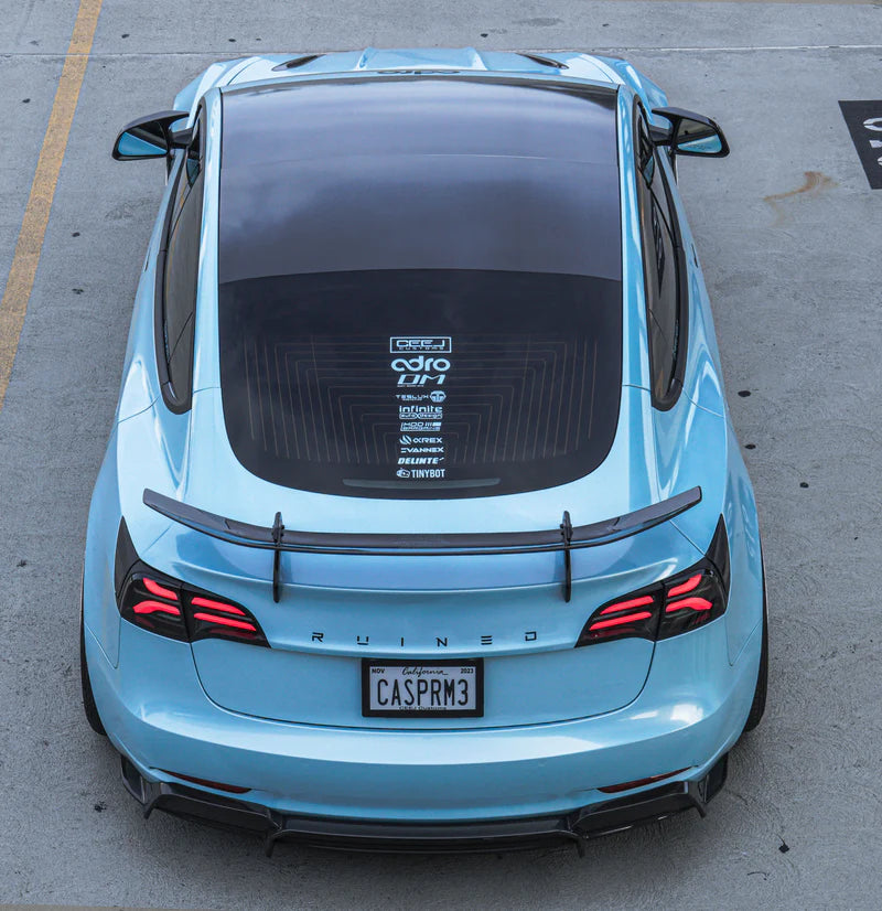 ADRO - Premium Prepreg AT-S Carbon Fiber Swan Neck Wing - Tesla Model 3