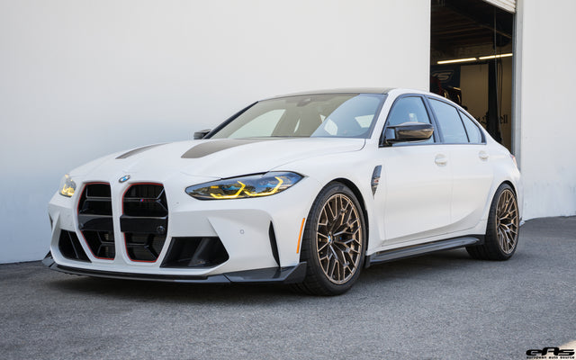 Frozen Solid White BMW G80 M3 CS - KW HAS Kit & Macht Schnell Competition Wheel Spacers
