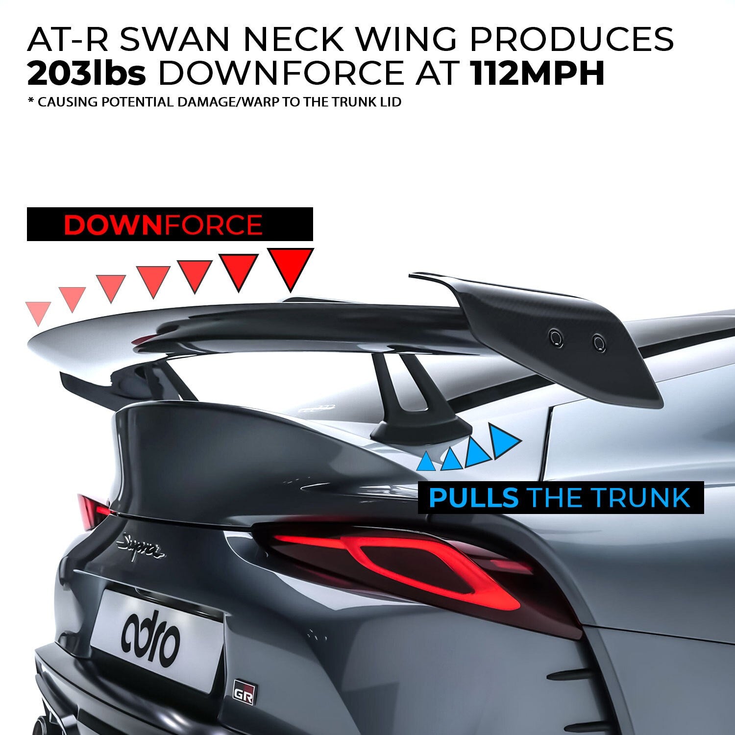 ADRO - Premium Prepreg AT-R2 Carbon Fiber Swan Neck Wing - Toyota GR Supra