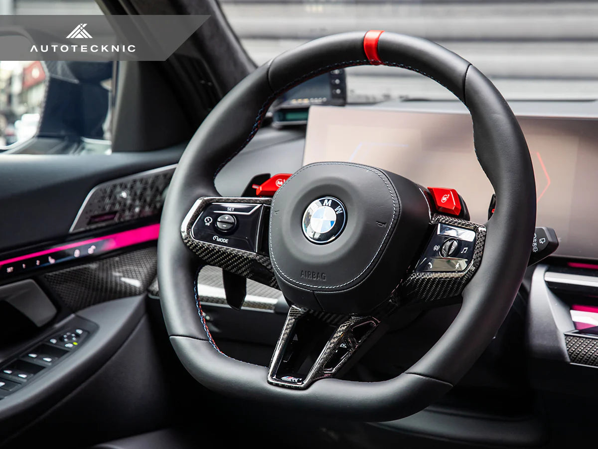 AutoTecknic - Carbon Alcantara Steering Wheel Trim - G90 M5