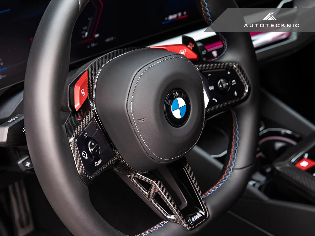 AutoTecknic - Carbon Alcantara Steering Wheel Trim - G90 M5