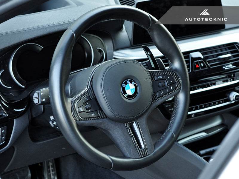 AutoTecknic - Carbon Alcantara Steering Wheel Trim - BMW F90 M5