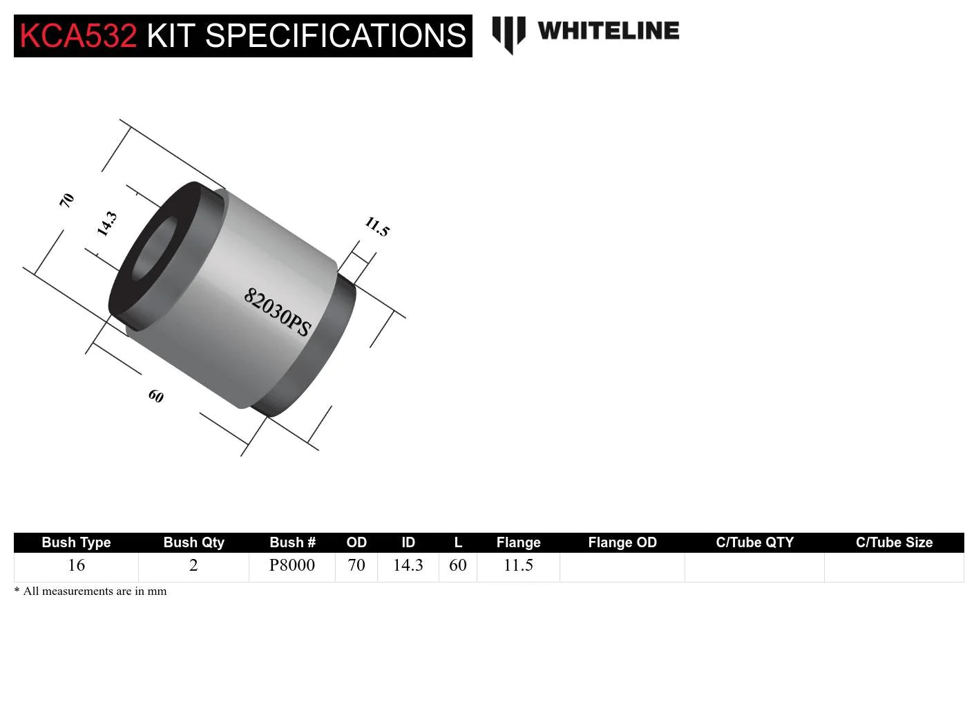 Whiteline - Radius Arm Lower Bushings - Tesla Model 3/Model Y