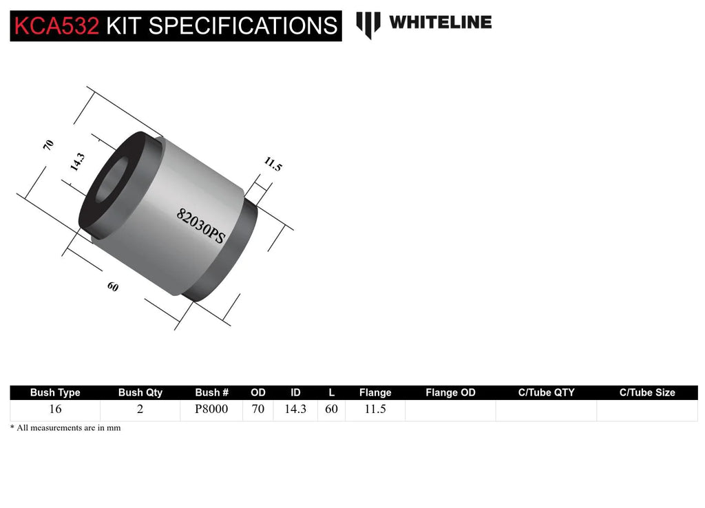 Whiteline - Radius Arm Lower Bushing Kit - Tesla Model 3/Model Y