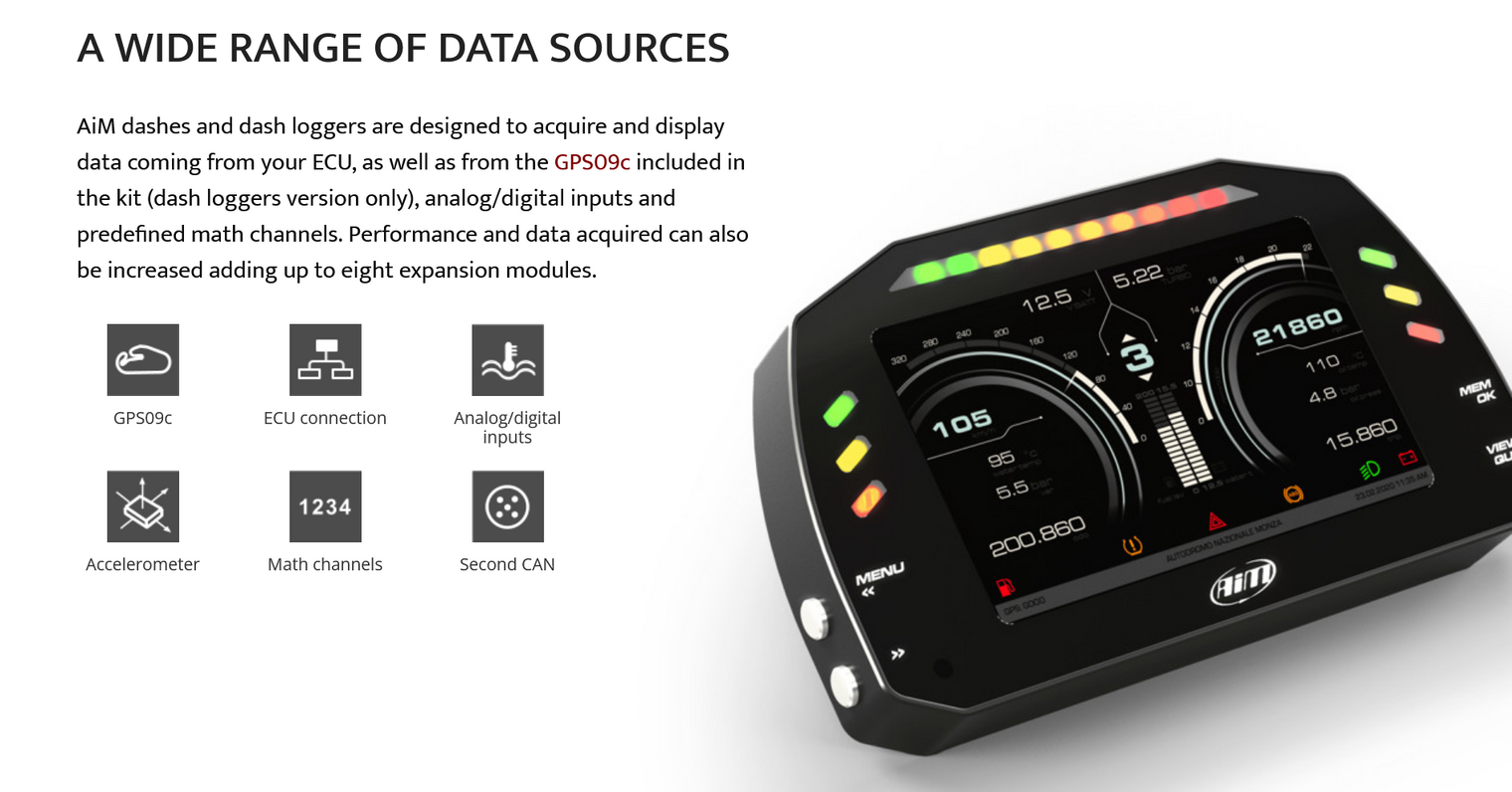 AIM - MXT 1.3 TFT Dash Logger (10.0")