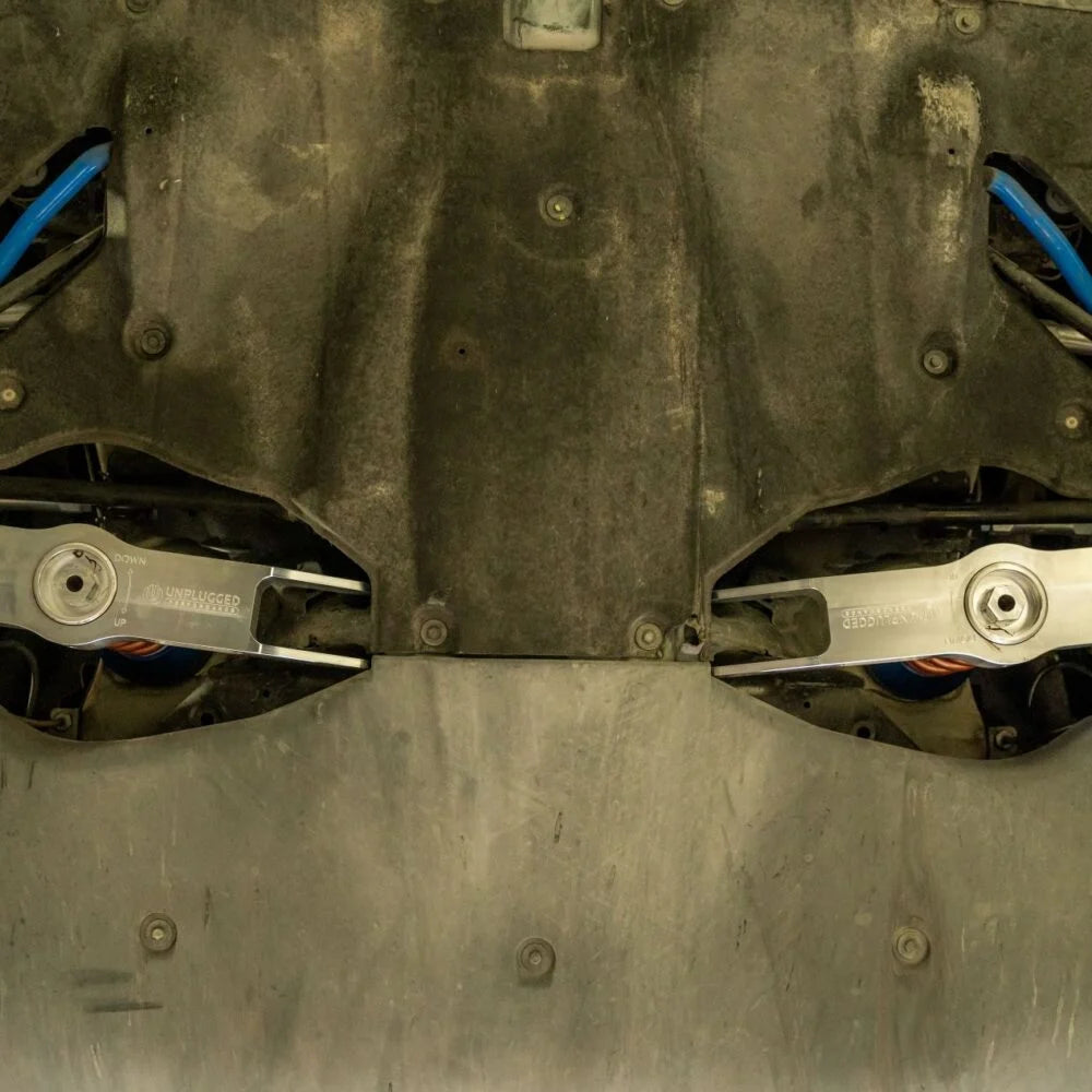 Unplugged Performance - Ultimate Edition Billet Height Adjustable Rear Spring Arms - Tesla Model 3/Model Y