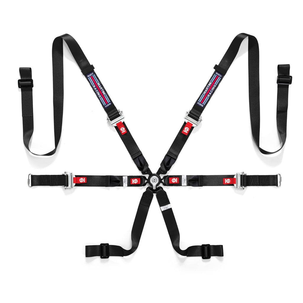 Sparco - 6-Point Martini Racing 2" PRIME H-9 EVO Pull-Down Harness w/ Aluminum Adjuster