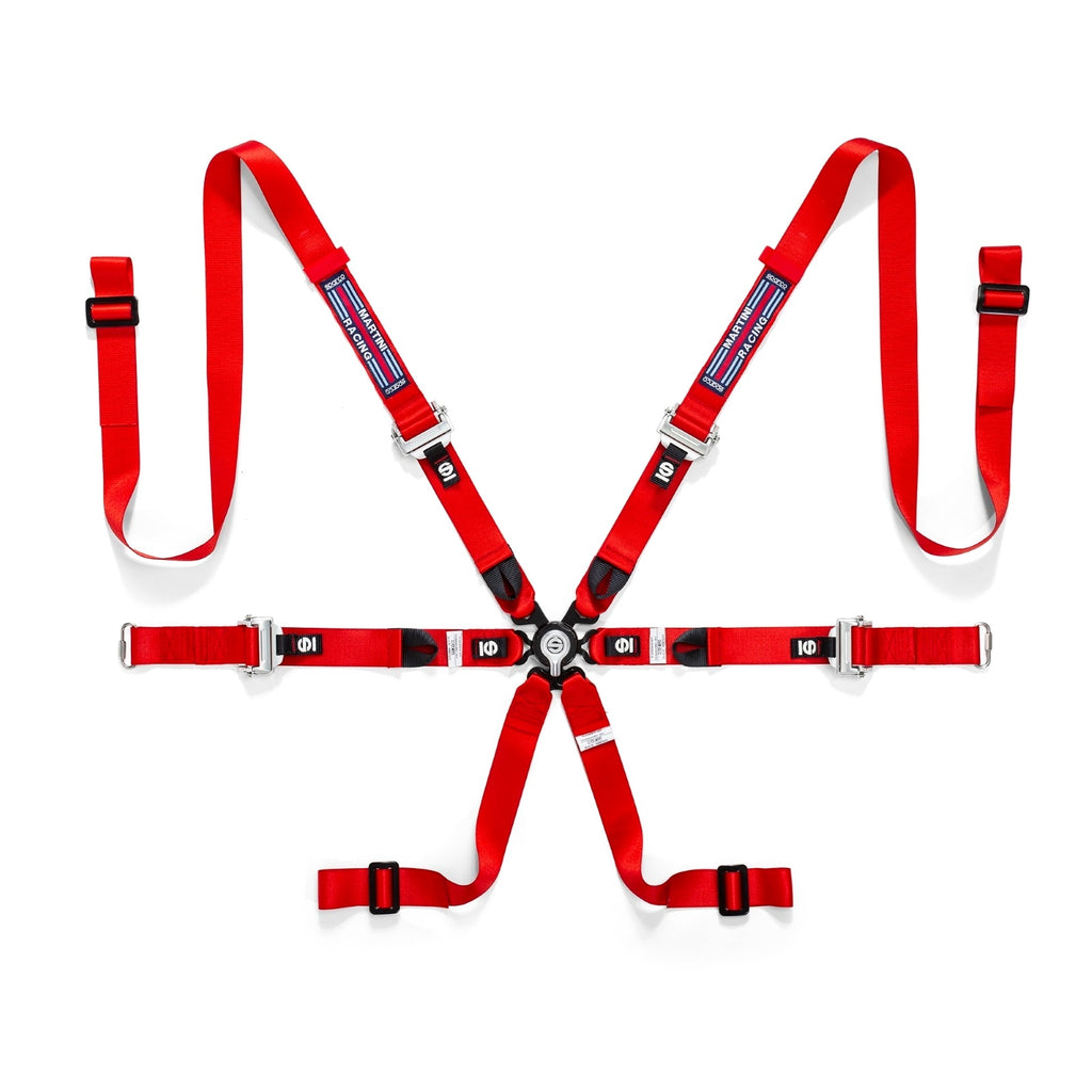 Sparco - 6-Point Martini Racing 2" PRIME H-9 EVO Pull-Down Harness w/ Aluminum Adjuster