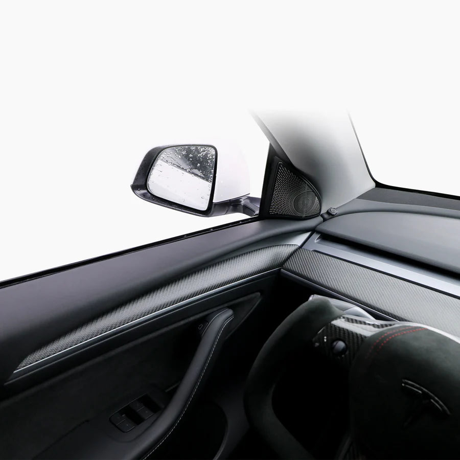 Hansshow - Carbon Fiber Dashboard & Front Door Trim Panel Replacement Kit - Tesla Model 3/Model Y