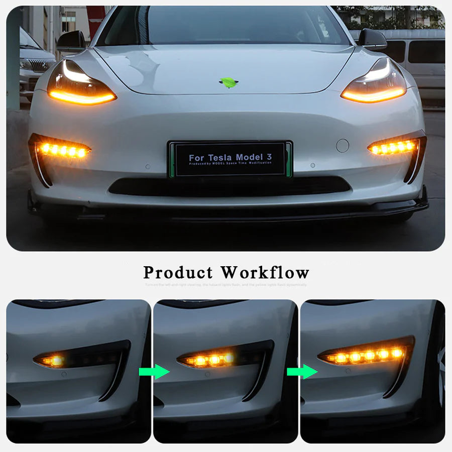 Hansshow - Front Fog Light LED Sequential Turn Signal - Tesla Model 3/Model Y
