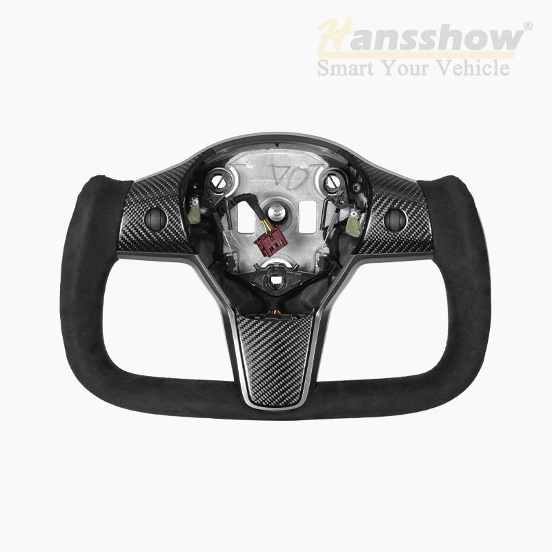 Hansshow -  Ellipse Yoke Steering Wheel (Alcantara, Heated) - Tesla Model 3/Model Y
