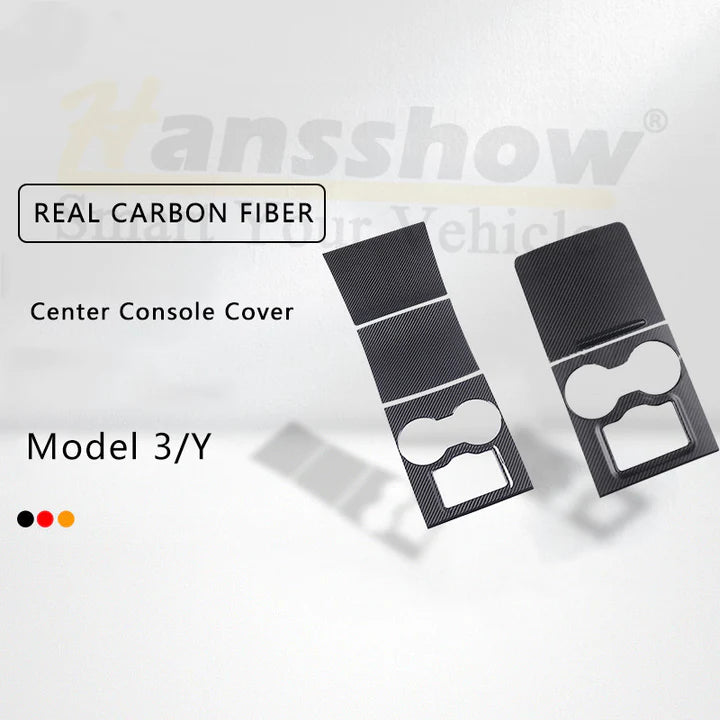 Hansshow - Carbon Fiber Center Console Trim Panel Cover Kit - Tesla Model 3/Model Y