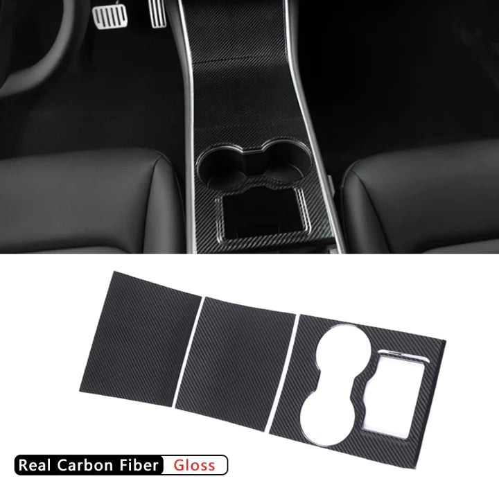 Hansshow - Carbon Fiber Center Console Trim Panel Cover Kit - Tesla Model 3/Model Y