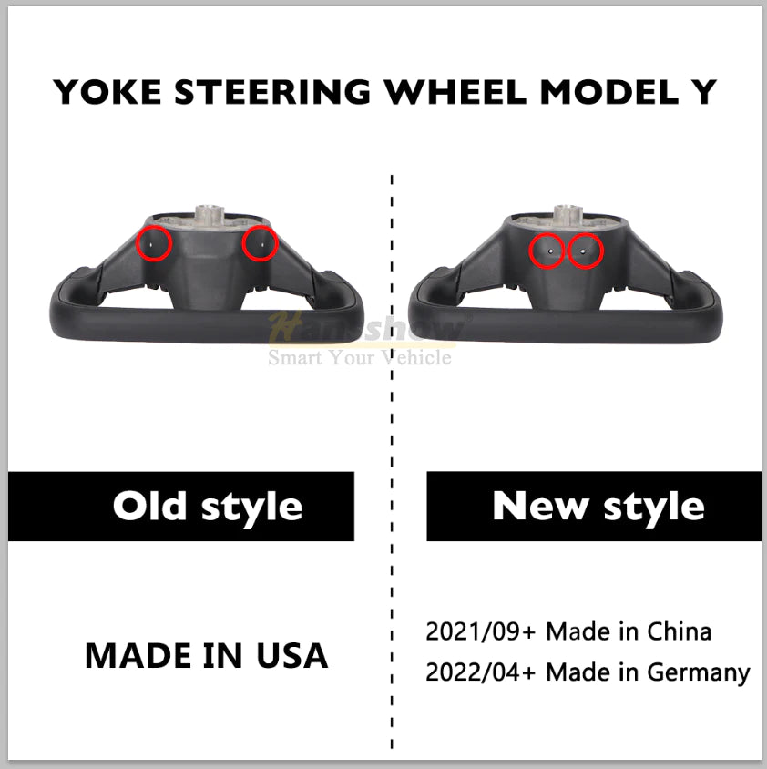 Hansshow -  Ellipse Yoke Steering Wheel (White Nappa Leather, Non-Heated) - Tesla Model 3/Model Y