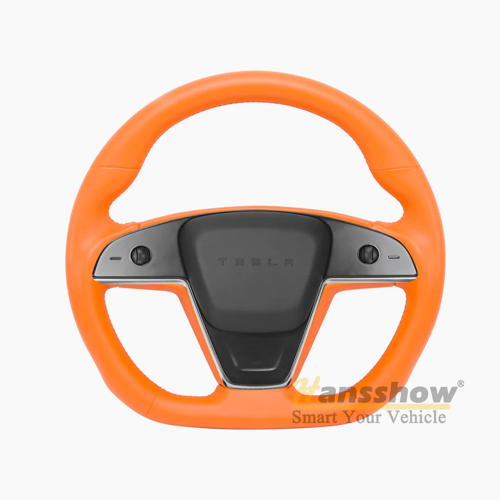 Hansshow -  Round Steering Wheel (Full Leather) - Tesla Model X/Model S