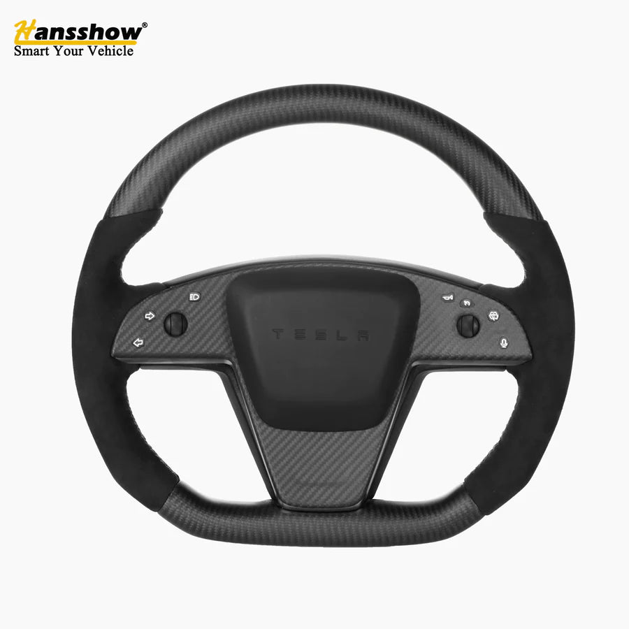 Hansshow -  Carbon Fiber Steering Wheel Trim - Tesla Model X/Model S