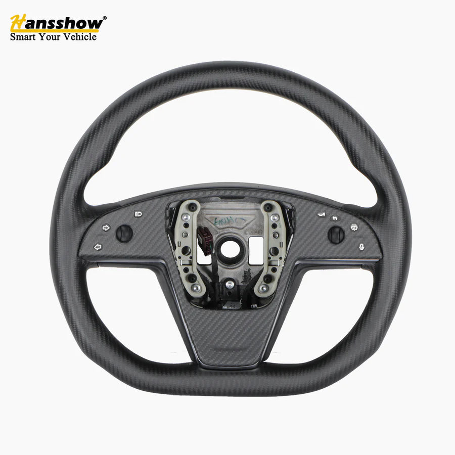Hansshow -  Carbon Fiber Steering Wheel Trim - Tesla Model X/Model S